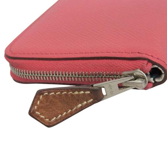 Hermes HERMES Azap Silkin Compact Mini A Engraved Coin Case Purse Epson Pink - Picture 7 of 9